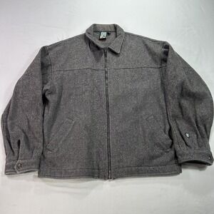 Alf Clothing Jacket Mens Large Gray Bergan Wool Full Zip Made‎ in Canada Outdoor